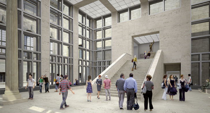 Quell-Luftdurchlässe werden das neue Eingangsgebäude Tempietto des Pergamonsmuseums belüften.