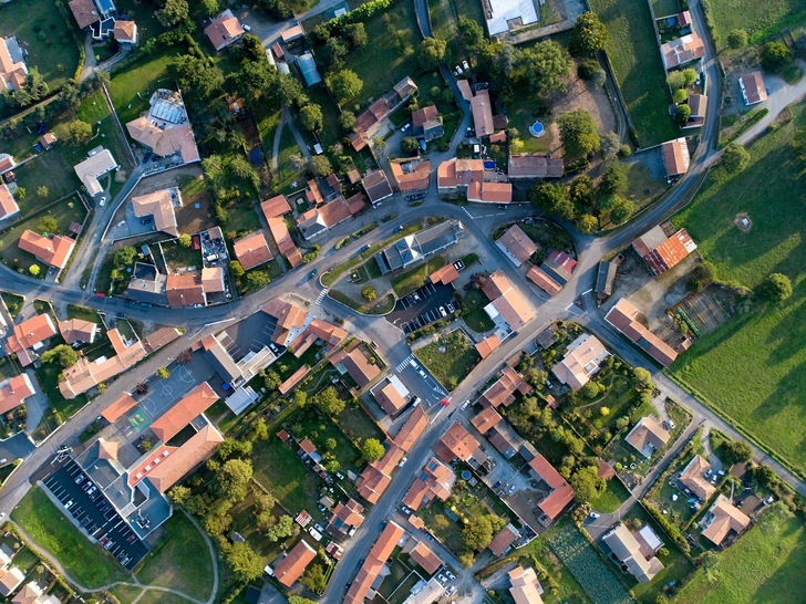 Aerial photography of Cheix en Retz village, Loire Atlantique