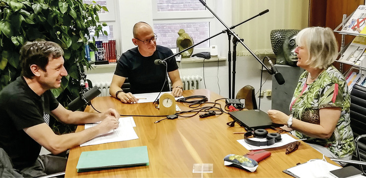 Joachim Berner, Tim Gessler und Pia Grund-Ludwig im Podcast-Interview - © Bild: Gentner Verlag
