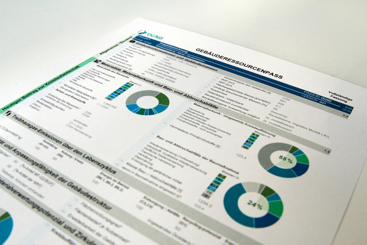 Der Gebäuderessourcenpass bietet unter anderem Informationen zu Materialien und Kreislauftauglichkeit eines Gebäudes. - © DGNB
