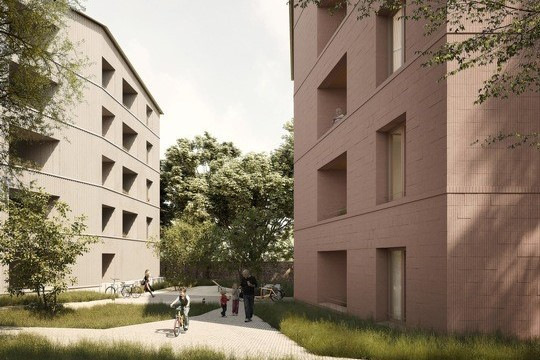 Die Stadt und Land Wohnbauten-Gesellschaft errichtet in Berlin zwei Gebäude aus nachhaltigen Baumaterialien, um das Einsparpotenzial klimaschädlicher Kohlendioxidemissionen zu ermitteln. - © ARGE ZRS + BFM
