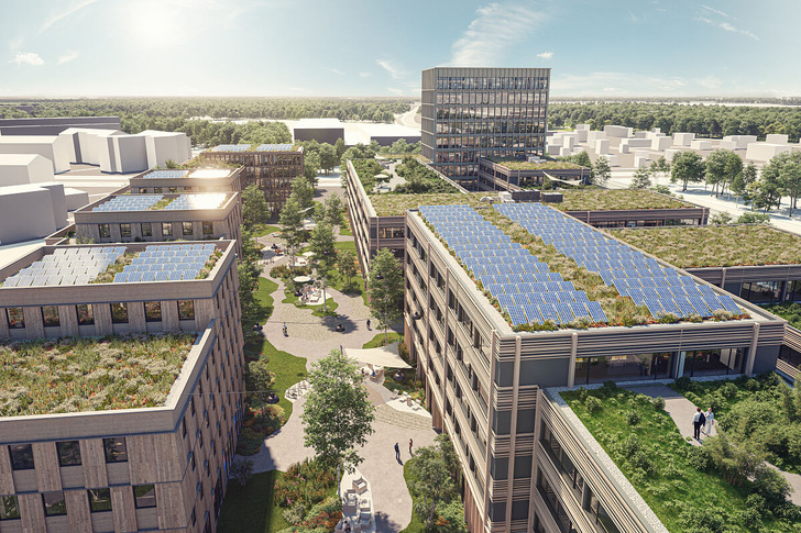 Aus Holz gebaut und mit Solarenergie versorgt: die Timber Factory im Entwurf