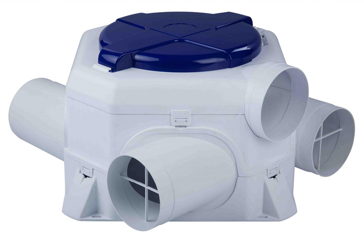 Bei der Ablufteinheit Plugg Ex Vent FFF regelt ein Feuchtesensor die Luftmenge in Abhängigkeit von der Feuchtigkeit.