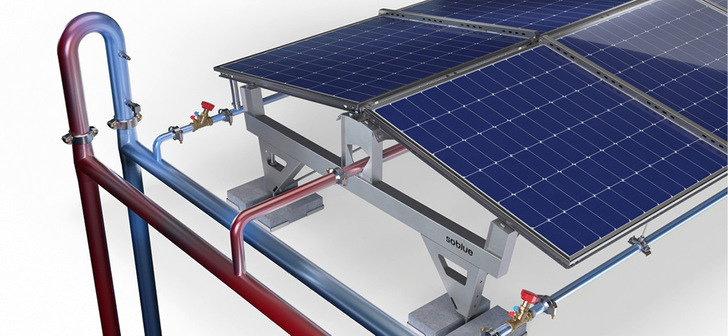 Das PVT-Modul Multi-NRG Panel Typ 144 CF nutzt laut Hersteller 16 % der Sonneneinstrahlung zur Erzeugung elektrischer Energie und zusätzlich 65 % zur Erzeugung thermischer Energie.