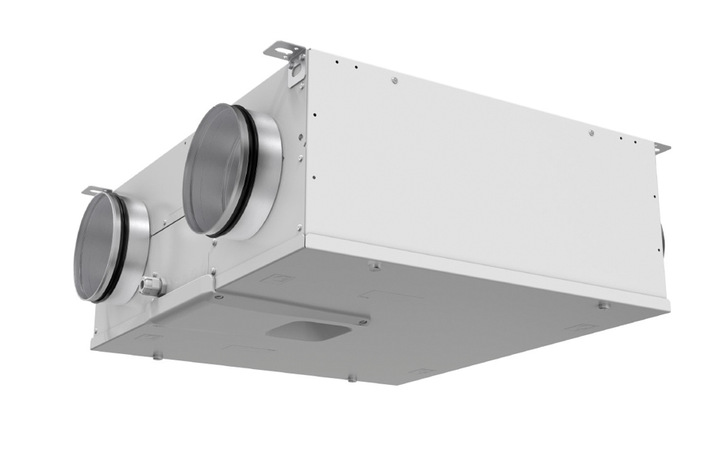 Die x-well Wohungslüftungbox VAV gibt es in zwei Varianten: für die Montage an Decken (links) oder Wänden.