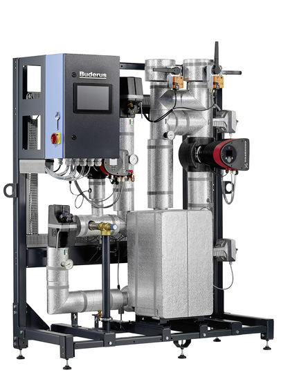 Eine Frischwasserstation ergänzt den ­Hydraulik-Systembaukasten Logaflow HSM plus.