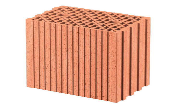 Der recycelte Hochlochziegel R0,8 von Schlagmann Poroton in der Nahaufnahme.