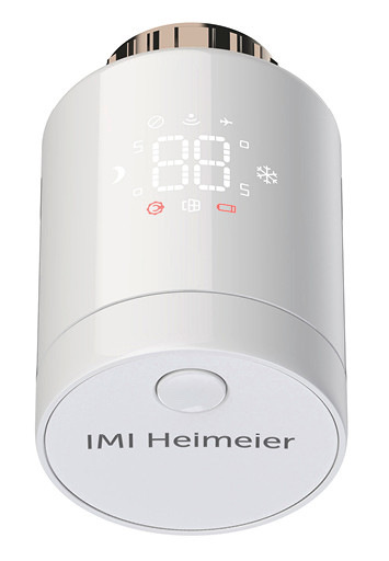 Der Thermostatkopf ist App-kompatibel und ermöglicht eine Temperaturregelung mit Fernzugriff.