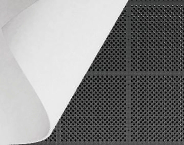 Das Akustiksystem funktioniert mit gelochter Gipsplatte und Filzoberfläche.