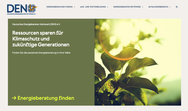 Der neue digitale Auftritt des DEN soll verdeutlichen, worum es dem Netzwerk geht: um unabhängige, qualitätvolle Energieberatung, um eine praxisnahe Gebäudewende und um ein starkes Miteinander im Verein.