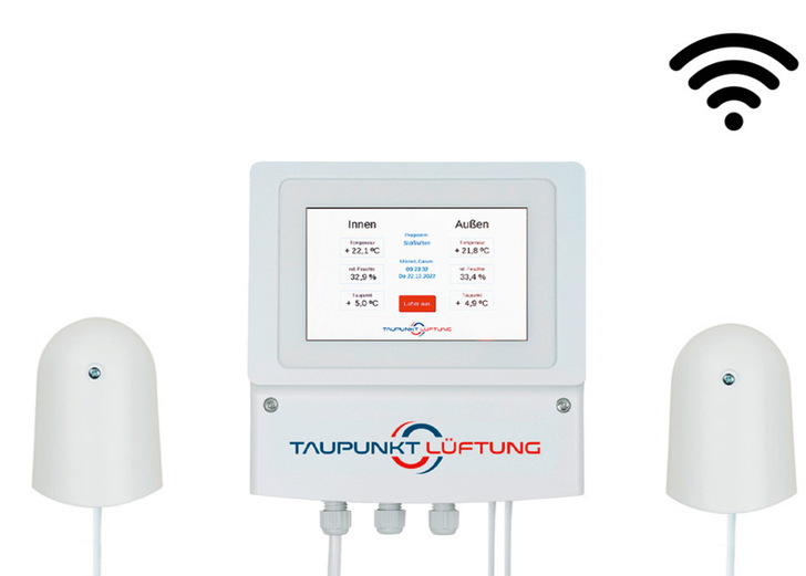Die Lüftungssteuerung 100-670 belüftet Räume nur, wenn die einströmende Außenluft Feuchtigkeit aufnehmen kann.
