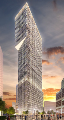 1 Glitzersternchen am Abendhimmel – simulierte Außenansicht des 190 m hohen ONE