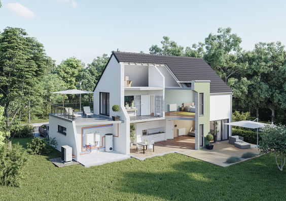 Das Hybridsystem besteht aus einem Gas-Brennwertgerät und einer ­Wärmepumpe.