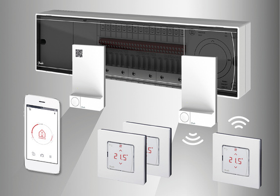 Die Fußbodenheizungsregelung Icon lässt sich wireless bedienen.