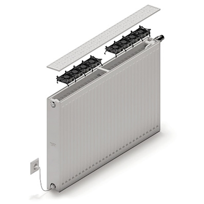 ﻿Der Wärmepumpenheizkörper x-flair ermöglicht kleinere Baugrößen im Vergleich zu herkömmlichen Warmwasser-Modellen.