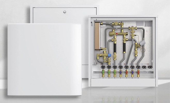 Die Wohnungsstation Homebloc gibt es mit einigem Zubehör: von Wärmemengen- über Kaltwasserzähler bis zum digitalen Anlagenmonitoring.
