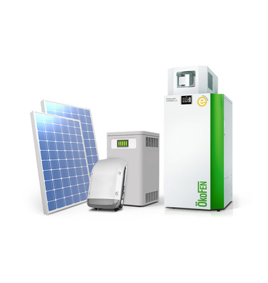 Um ganzjährig Strom und Wärme für das Eigenheim erzeugen zu können, hat Ökofen ein System bestehend aus Photovoltaik, Stromspeicher und Strom erzeugender Pelletsheizung entwickelt.