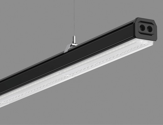 Mit 18 Lichtverteilungen und vielen Lichtstrompaketen, Modullängen und Lichtfarben deckt das SRT-Lichtband die Anforderungen an ein leistungs­fähiges und zukunftsorientiertes Schienensystem ab.