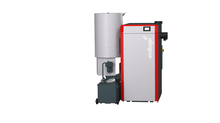 Aschebox und Vorratsbehälter sind beim Purowin Pellets kompakt neben dem Kesselkörper platziert.