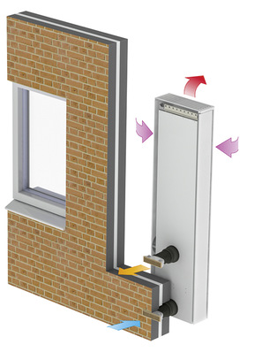 Zwei Kernlochbohrungen genügen, um den dezentralen Einzelraum­lüfter X-Flow zu installieren.