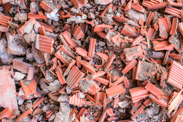 Full frame take of a heap of demolition rubble in the construction industry