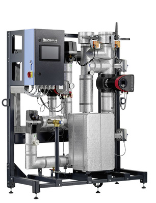 Eine Frischwasserstation ergänzt den ­Hydraulik-Systembaukasten Logaflow HSM plus.