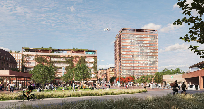 Der neu gestaltete Eingangsplatz der Siemensstadt soll Mitte 2027 fertiggestellt sein.