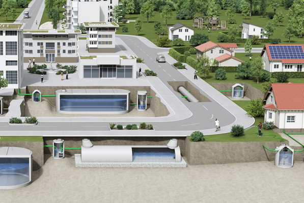 Mall-Lösungen für den Umgang mit Regenwasser gibt es für die Anforderungen im industriellen, kommunalen und privaten Bereich.