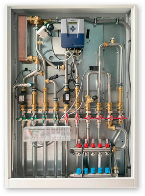 Die Wohnungsstation Vario Fresh-Flat erwärmt Trinkwasser und sorgt für stabile Temperaturen in Heiz- und Warmwassersystemen.