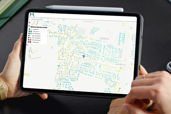 Als digitales Flächenerfassungstool ermöglicht der Urban Mining Screener eine schnelle Abschätzung der verbauten Materialien für Gebäude, Portfolios und ganze Städte.