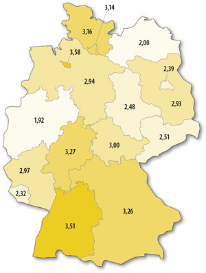 
1
 Die Dichte qualifizierter Energieberater mit Schwerpunkt Wohngebäudeberatung (pro 1 Mio. m
2
 Wohnfläche) unterscheidet sich zwar je nach Bundesland. Sie ist aber überall so hoch, dass jeder Verbraucher eine gute Energieberatung in Anspruch nehmen kann. 



