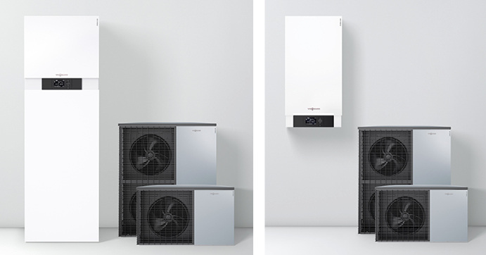 



Die Luft/Wasser-Wärmepumpe Vitocal 222-A mit integriertem 220-l-Speicher-Wassererwärmer und die wandhängende Vitocal 200-A können ohne Sachkundenachweis installiert werden.
