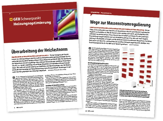 
Im GEB 06-2019 beschrieben Bernadetta Winiewska und Bert Oschatz ab S. 8 wesentliche Änderungen der Neufassung der DIN EN 12831-1, Bernd Scheithauer stellte ab S. 28 unterschiedliche Varianten des hydraulischen Abgleich einander gegenüber. 



