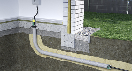



Das neue Kabu-FESH Set Elektro B von den Fränkischen Rohrwerken enthält alle Komponenten, die es für eine druckwasserdichte Hauseinführung nicht unterkellerter Gebäude braucht.
